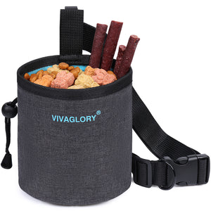 VIVAGLORY Dog Treat Bag, Hands-Free Puppy Training Pouch with Adjustable Waistband and Built-in Dog Waste Bag Dispenser