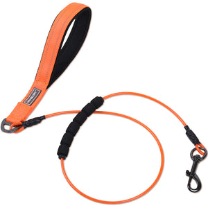 Vivaglory Chew Proof Dog Leash with Soft Foam and Reflective Padded Handle, Waterproof Vinyl Coated Twisted Stainless Steel Wire Rope Lead for Small Medium and Large Dogs