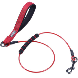 Vivaglory Chew Proof Dog Leash with Soft Foam and Reflective Padded Handle, Waterproof Vinyl Coated Twisted Stainless Steel Wire Rope Lead for Small Medium and Large Dogs
