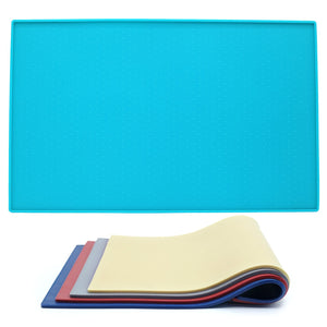 Vivaglory Pet Food Mat 24" L x 16" W or 19" L x 12" W, Waterproof Non-Slip Food Grade Silicone Mat with Raised Edge, Anti-Messy Dog Bowl Mat for Food and Water for Dogs Cats