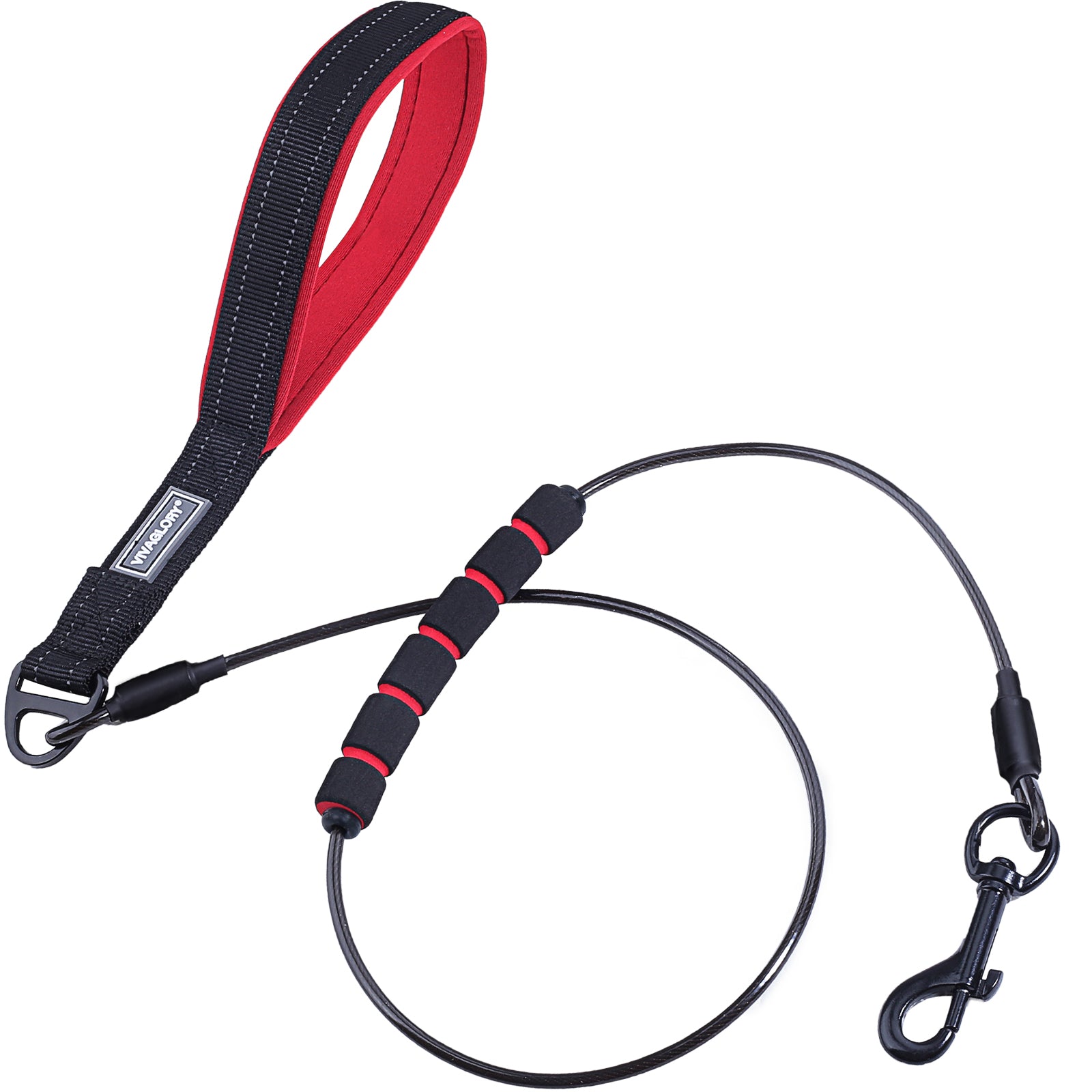 Vivaglory Chew Proof Dog Leash with Soft Foam and Reflective Padded Ha VIVAGLORY