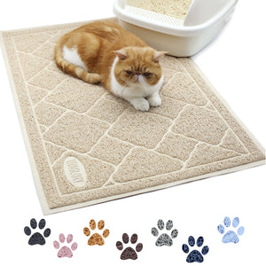 Vivaglory Cat Litter Mat, Extra Large (35"×23") Durable Litter Box Mat with Waterproof and Anti-Slip Back, Soft on Paws, Easy to Clean