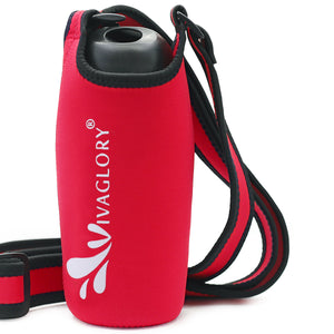 Vivaglory Insulated Neoprene Water Bottle Holder Sling with Wide Adjustable Shoulder Strap, Great for Stainless Steel and Plastic Bottles, Sport and Energy Drinks