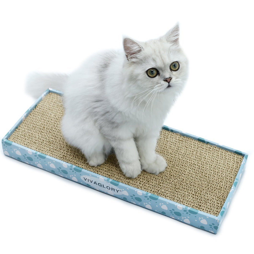 Vivaglory Cat Scratcher with Box, High Density Corrugated Cardboard Reversible Cat Scratching Pad Kitty Sofa Lounge, Catnip Included (Narrow & XXL Extra Wide)
