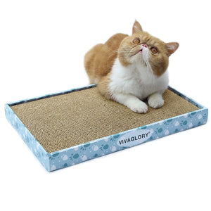 Vivaglory Cat Scratcher with Box, High Density Corrugated Cardboard Reversible Cat Scratching Pad Kitty Sofa Lounge, Catnip Included (Narrow & XXL Extra Wide)