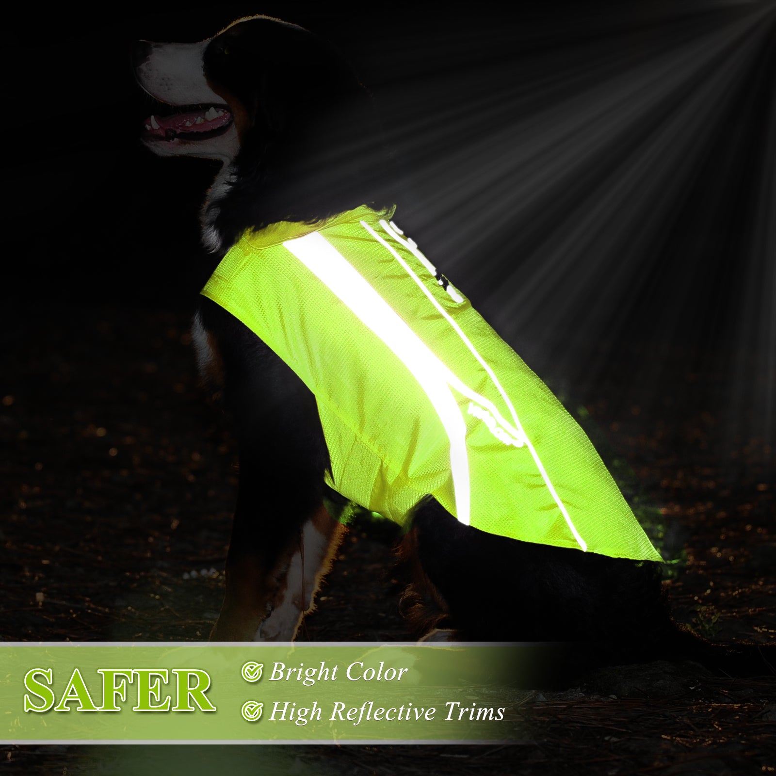 VIVAGLORY new Dog Safety Vests Reflective Dog Wind Breaker Jackets W