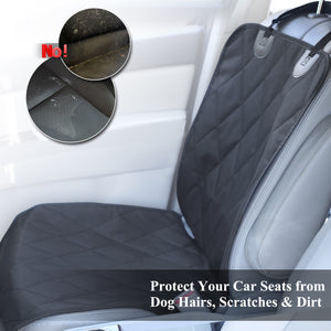 VIVAGLORY Front Car Seat Covers, No-Skirt Design, 4 Layers Quilted & Durable 600 Denier Oxford Dog Seat Cover with Anti-Slip Backing for Most Cars, SUVs & MPVs, Heather Black