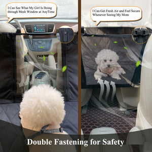 Vivaglory Dog Seat Covers, Mesh Visual Window with Extra Strap & Buckles for Safety, Durable & Quilted Dog Car Hammock with Side Flaps, Universal fit for Most Cars