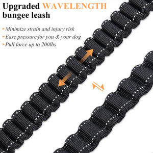 VIVAGLORY Hands Free Dog Leash with Dual Advanced Anti-Shock Bungees and Padded Handles, Reflective Waist Running Leash with Adjustable Belt for Training Jogging for Medium Large Dogs