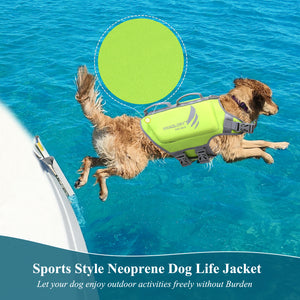 VIVAGLORY Neoprene Dog Life Jacket Reflective & Adjustable Life Vest with Superior Buoyancy and Rescue Handle for Swimming & Boating