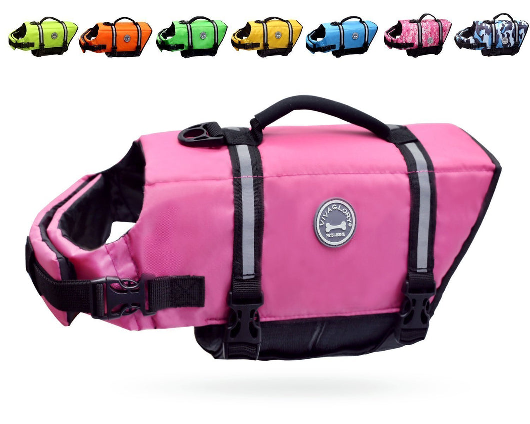 Vivaglory Ripstop Dog Life Vest, Reflective & Adjustable Life Jacket for Dogs with Rescue Handle for Swimming & Boating