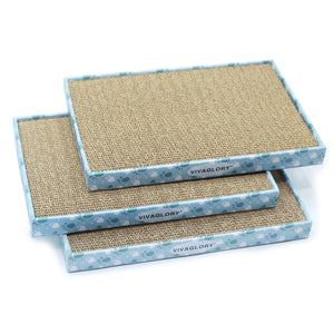Vivaglory Cat Scratcher with Box, High Density Corrugated Cardboard Reversible Cat Scratching Pad Kitty Sofa Lounge, Catnip Included (Narrow & XXL Extra Wide)