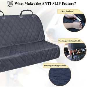 VIVAGLORY Dog Seat Cover for Back Seat, No-Skirt Design, Quilted & Durable 600 D Oxford Car Seat Cover with Anti-Slip Backing for Most Cars, SUVs & MPVs, Heather Black, 46" L * 57" W