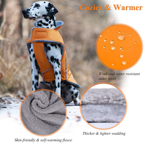 VIVAGLORY new Cold Weather Dogs Coat, Reflective Warm Fleece Lined Winter Puppy Jacket Cloth, Windproof Water Resistant Comfortable Cozy Pet Apparel