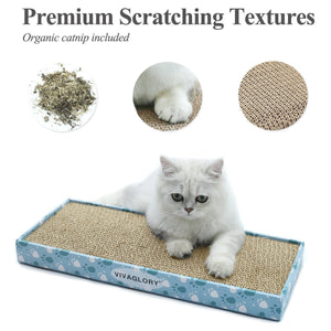 Vivaglory Cat Scratcher with Box, High Density Corrugated Cardboard Reversible Cat Scratching Pad Kitty Sofa Lounge, Catnip Included (Narrow & XXL Extra Wide)