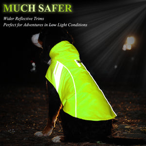 VIVAGLORY new  Dog Raincoat for Medium Dogs, Easy on & Off Pet Rain Clothes with Storage Bag, Reflective Lightweight Breathable Dogs Safety Vest Jackets for Adventures, Walking, Hunting, Bright Yellow