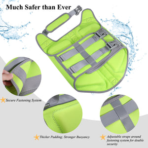VIVAGLORY Neoprene Dog Life Jacket Reflective & Adjustable Life Vest with Superior Buoyancy and Rescue Handle for Swimming & Boating