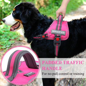 VIVAGLORY new Service Dog Vest, No Pull Dog Safety Harness with Padded Handle and Leash Clip for Comfy Control, Reflective Breathable Training Pet Vest with Removable Patches, Adjustable Fit