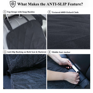 VIVAGLORY Front Car Seat Covers, No-Skirt Design, 4 Layers Quilted & Durable 600 Denier Oxford Dog Seat Cover with Anti-Slip Backing for Most Cars, SUVs & MPVs, Heather Black