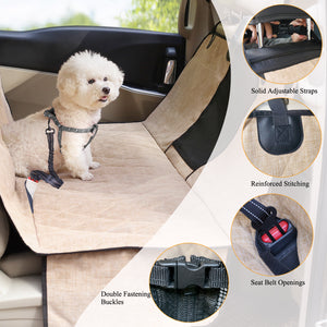 Vivaglory Dog Seat Covers, Mesh Visual Window with Extra Strap & Buckles for Safety, Durable & Quilted Dog Car Hammock with Side Flaps, Universal fit for Most Cars