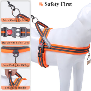 VIVAGLORY new Dog Halter Harness of Sports Style, Safer & Comfortable Replacement for Collar, Easy Fit Service Dog Harness for Training & Walking, Fits Small Medium and Large Dogs