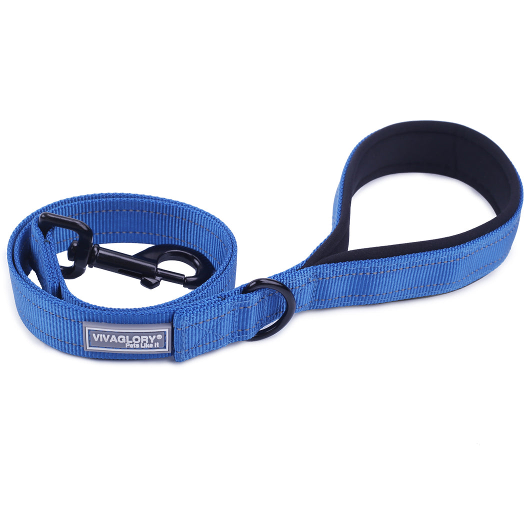 VIVAGLORY Dog Leash with Padded Handle, Heavy Duty Reflective Nylon Training Leash Walking Lead for Small to Large Dogs