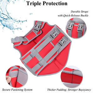 Vivaglory New Neoprene Sports Style Dog Life Jackets, Snug & Safer Dog Life Vest with Superior Buoyancy & Rescue Handle