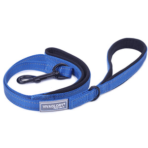 VIVAGLORY Dog Leash Traffic Padded Two Handles, Heavy Duty Reflective Leashes for Control Safety Training, Walking Lead for Small to Large Dogs