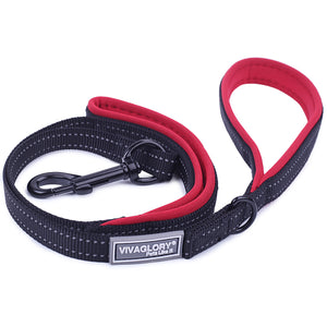 VIVAGLORY Dog Leash Traffic Padded Two Handles, Heavy Duty Reflective Leashes for Control Safety Training, Walking Lead for Small to Large Dogs