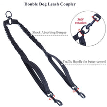 Load image into Gallery viewer, VIVAGLORY Double Dog Leash, No Pull &amp; Tangle Free Bungee Leash for Two Dogs with Traffic Handles Reflective for Medium to Large Dogs for Daily Walking &amp; Training