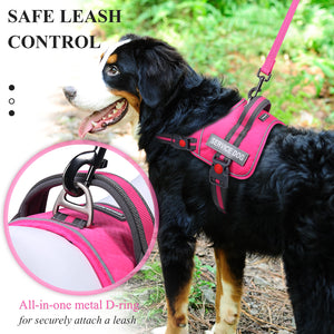 VIVAGLORY new Service Dog Vest, No Pull Dog Safety Harness with Padded Handle and Leash Clip for Comfy Control, Reflective Breathable Training Pet Vest with Removable Patches, Adjustable Fit