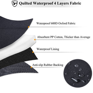 VIVAGLORY Front Car Seat Covers, No-Skirt Design, 4 Layers Quilted & Durable 600 Denier Oxford Dog Seat Cover with Anti-Slip Backing for Most Cars, SUVs & MPVs, Heather Black