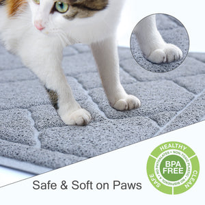 Vivaglory Cat Litter Mat, Extra Large (35"×23") Durable Litter Box Mat with Waterproof and Anti-Slip Back, Soft on Paws, Easy to Clean