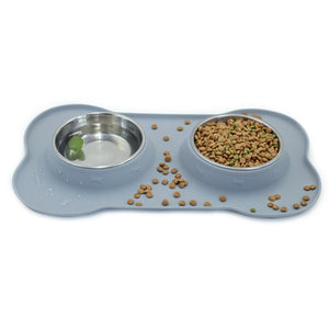 Vivaglory Dog Bowls Stainless Steel Water and Food Puppy Cat Bowls with Non Spill Skid Resistant Silicone Mat