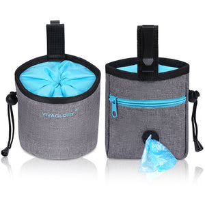 VIVAGLORY Dog Treat Bag, Hands-Free Puppy Training Pouch with Adjustable Waistband and Built-in Dog Waste Bag Dispenser
