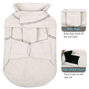 Vivaglory Fleece Vest Dog Cold Weather Sweater for Small Dogs, Adjustable Winter Warm Clothes with Two-Way Zipper Opening, Reflective Coats Pet Jacket for Puppies Small Medium Large Dogs