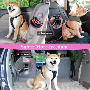 Vivaglory Chew-Proof Dog Seat Belt, New 2-in-1 Multi-Functional Waterproof Dog Safety Belt, Heavy Duty Steel Rope Pet Car Seat Belt with 5 Sizes for Small to X-Large Dogs (16"/22"/28"/33"/37")