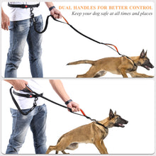 Load image into Gallery viewer, VIVAGLORY New Hands Free Dog Leash with Dual Wavelength Bungees for Medium Large Dogs, Double Handle Reflective Waist Leash for Training Running Walking