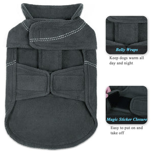 Vivaglory Fleece Vest Dog Cold Weather Sweater for Small Dogs, Adjustable Winter Warm Clothes with Two-Way Zipper Opening, Reflective Coats Pet Jacket for Puppies Small Medium Large Dogs