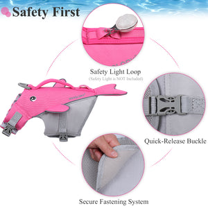 VIVAGLORY Sports Style Dog Life Jacket, Reflective Life Vest with Safety Light Loop for Safer Night,Ripstop Whale-Shape Lifesaver with Enhanced Buoyancy and Rescue Handle for SwimmingBoating
