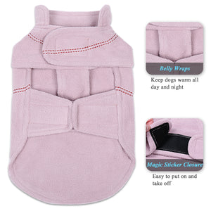 Vivaglory Fleece Vest Dog Cold Weather Sweater for Small Dogs, Adjustable Winter Warm Clothes with Two-Way Zipper Opening, Reflective Coats Pet Jacket for Puppies Small Medium Large Dogs
