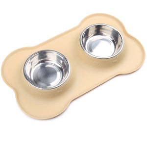 Vivaglory Dog Bowls Stainless Steel Water and Food Puppy Cat Bowls with Non Spill Skid Resistant Silicone Mat