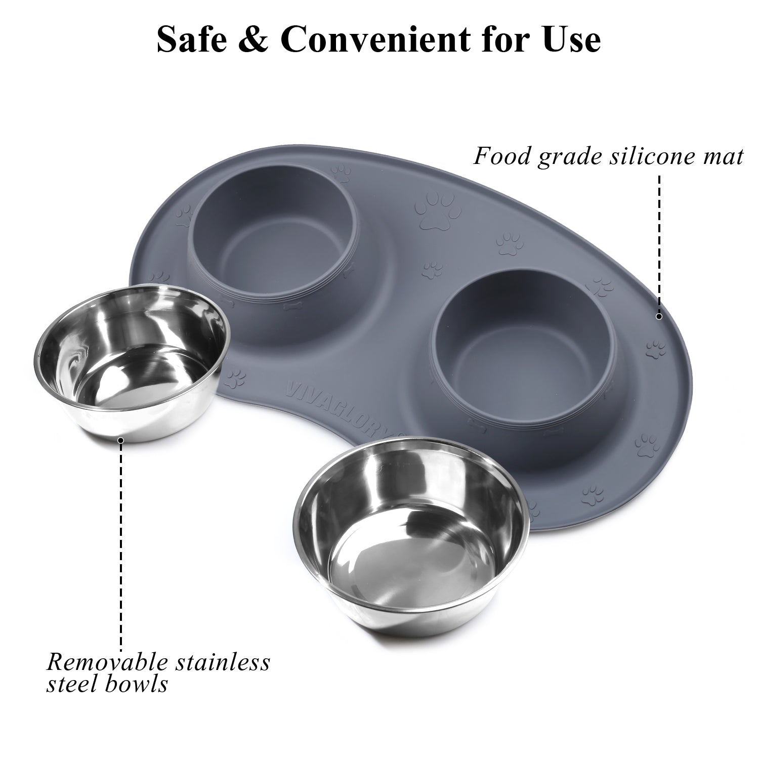 Vivaglory Dog Bowls Set with Double Stainless Steel Feeder Bowls and W –  VIVAGLORY