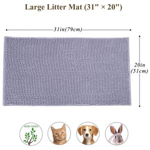 Vivaglory Cat Litter Mats, 31"× 20" Large or 35"× 25" Extra Large Super Soft Microfiber Pet Mats for Litter Boxes with Waterproof Back, Machine Washable
