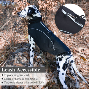 VIVAGLORY new 3-in-1 Dog Winter Coats, Reflective Water-Resistant Wind Breaker Jackets & Fleece Lined Cold Weather Vest, Warm Sweater with Leash Portal, Dog Clothes for Small Medium Large Dogs