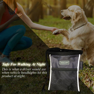 Vivaglory Dog Treat Bag, Hands-Free Puppy Training Pouch with Adjustable Waistband and Built-in Dog Waste Bag Dispenser