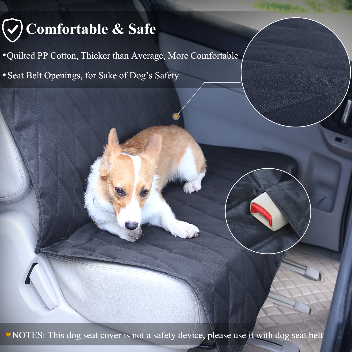 Comfortable & Protective Quilted Back Seat Car Cushion