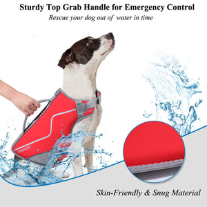 Vivaglory New Neoprene Sports Style Dog Life Jackets, Snug & Safer Dog Life Vest with Superior Buoyancy & Rescue Handle