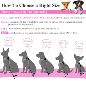 Vivaglory Chew-Proof Dog Seat Belt, New 2-in-1 Multi-Functional Waterproof Dog Safety Belt, Heavy Duty Steel Rope Pet Car Seat Belt with 5 Sizes for Small to X-Large Dogs (16"/22"/28"/33"/37")