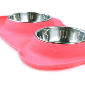 Vivaglory Dog Bowls Stainless Steel Water and Food Puppy Cat Bowls with Non Spill Skid Resistant Silicone Mat